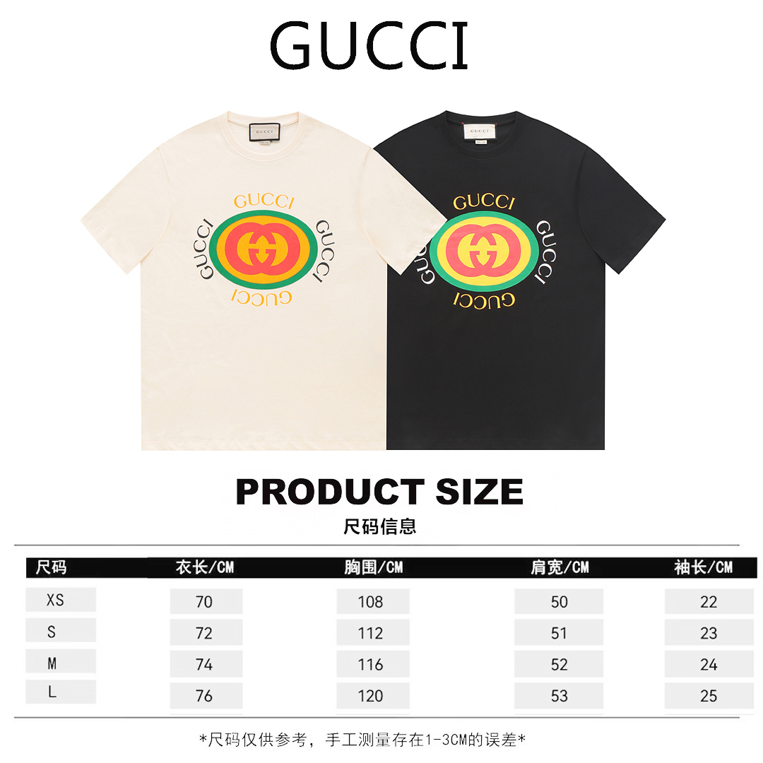 G Style circle logo print round neck short sleeve T-shirt