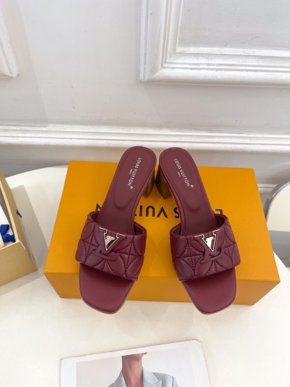 L Style embroidered letter buckle ladies slippers 5cm