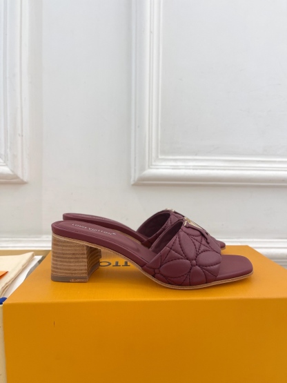 L Style embroidered letter buckle ladies slippers 5cm