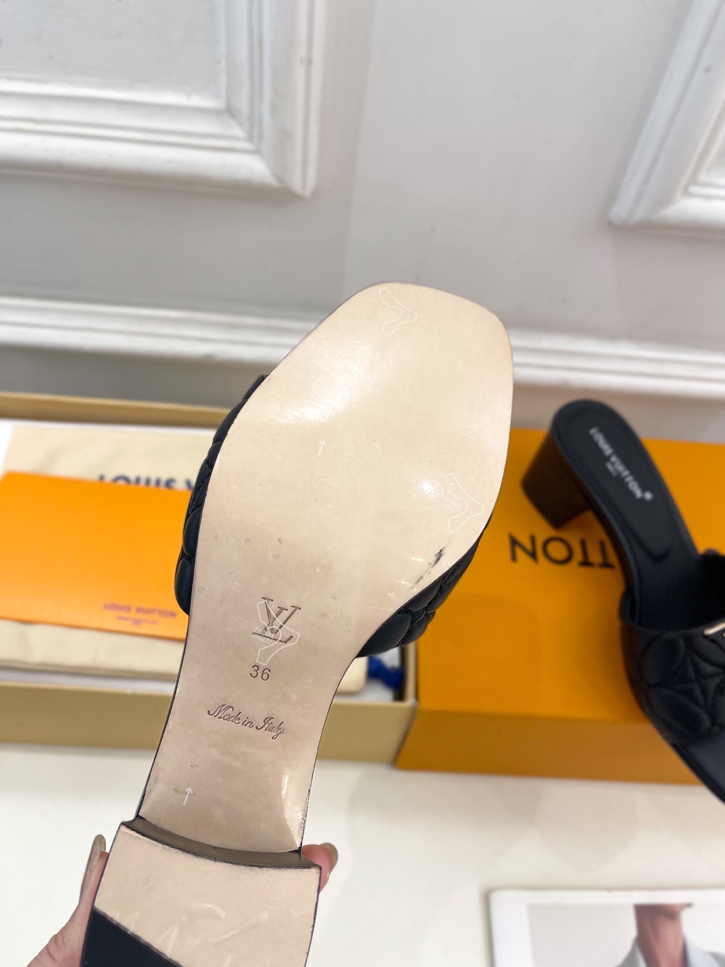 L Style embroidered letter buckle ladies slippers 5cm