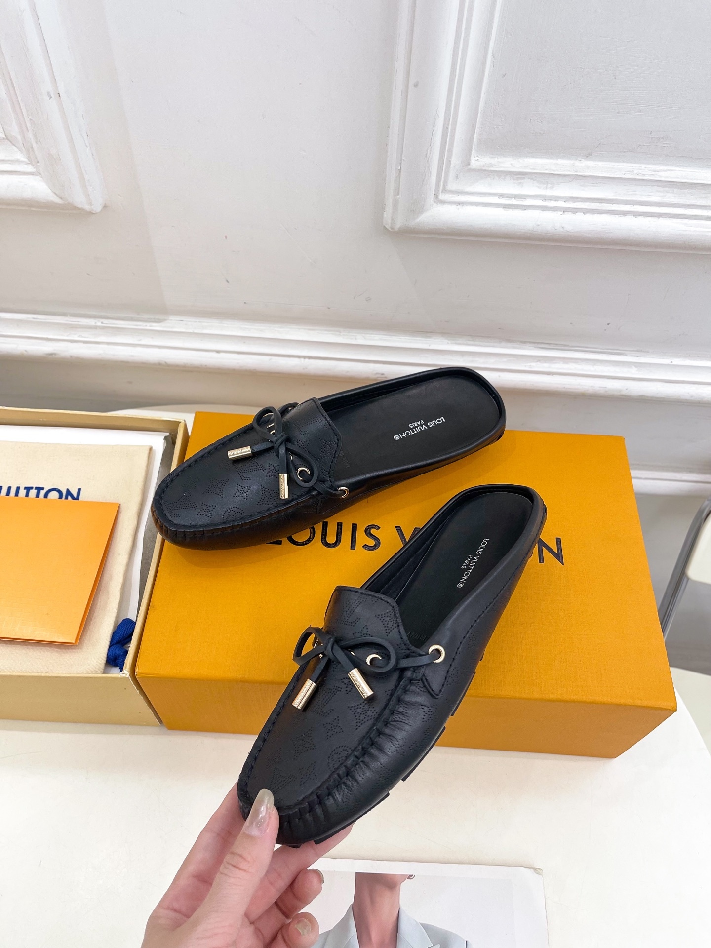 L Style Classic versatile bowknot loafers, half slippers