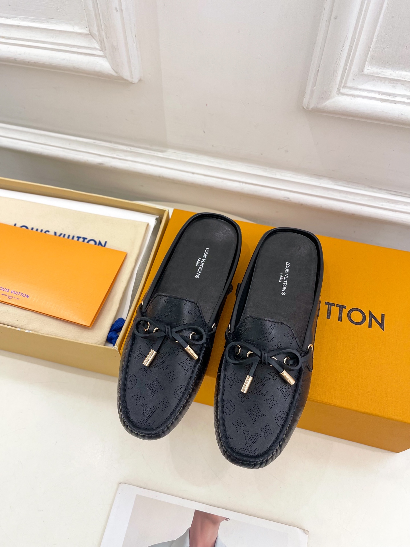 L Style Classic versatile bowknot loafers, half slippers