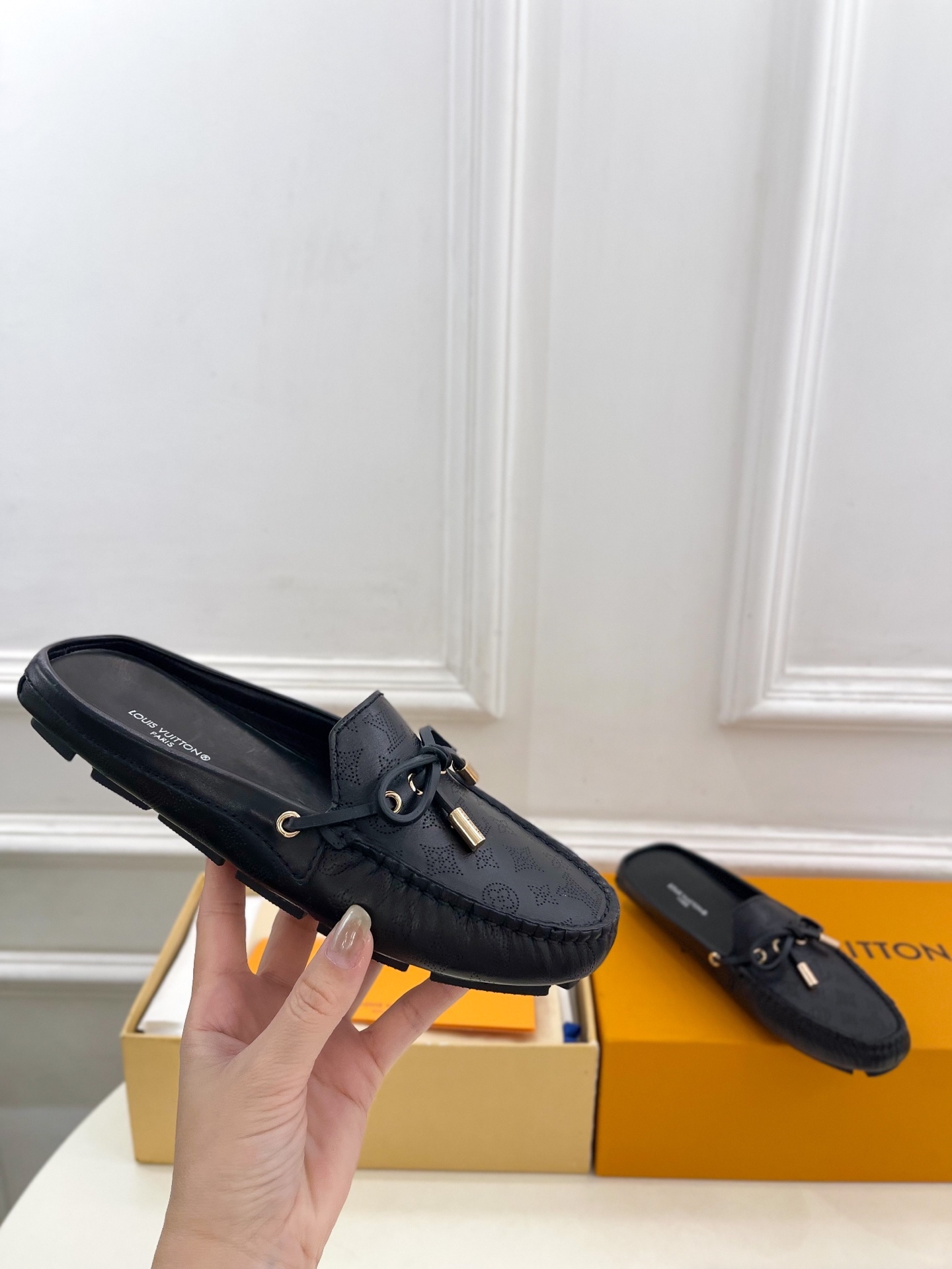 L Style Classic versatile bowknot loafers, half slippers