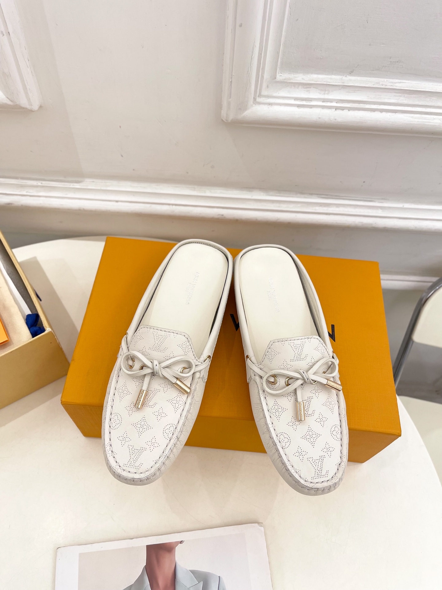 L Style Classic versatile bowknot loafers, half slippers