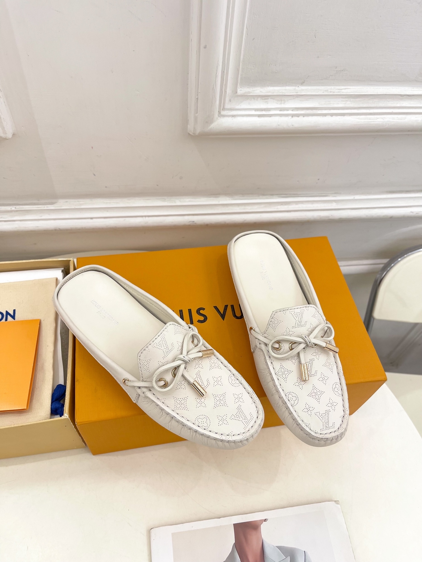 L Style Classic versatile bowknot loafers, half slippers