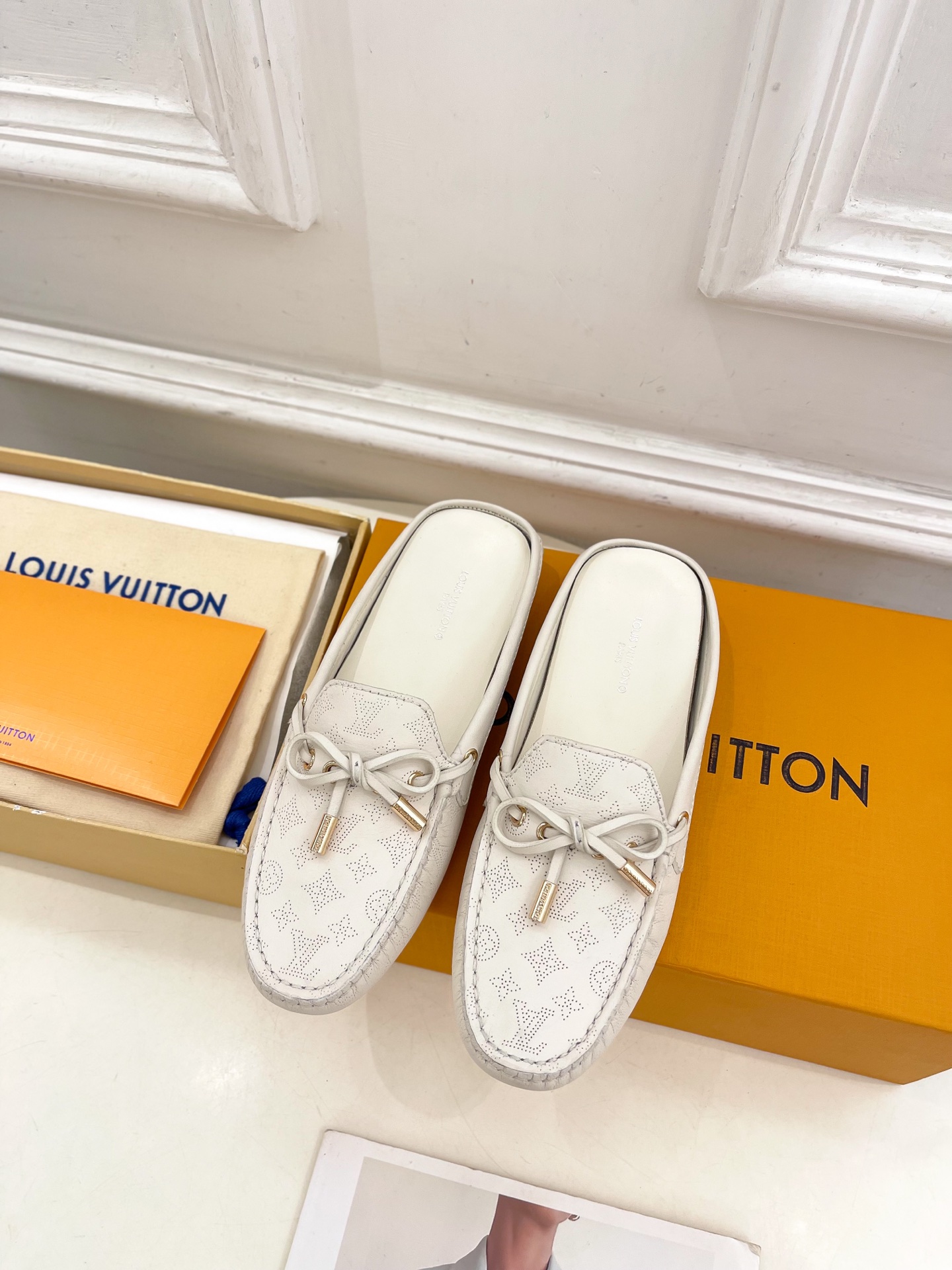 L Style Classic versatile bowknot loafers, half slippers