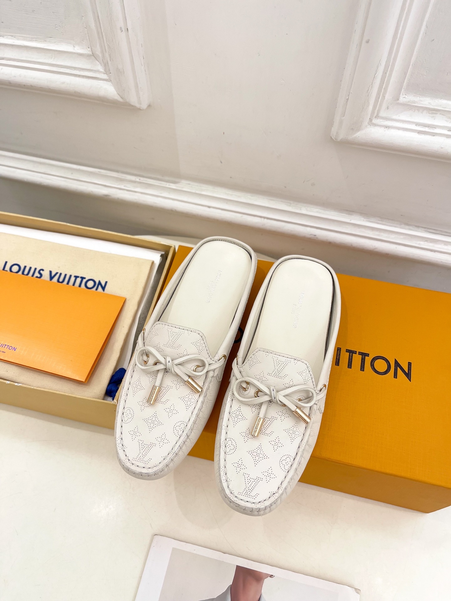 L Style Classic versatile bowknot loafers, half slippers