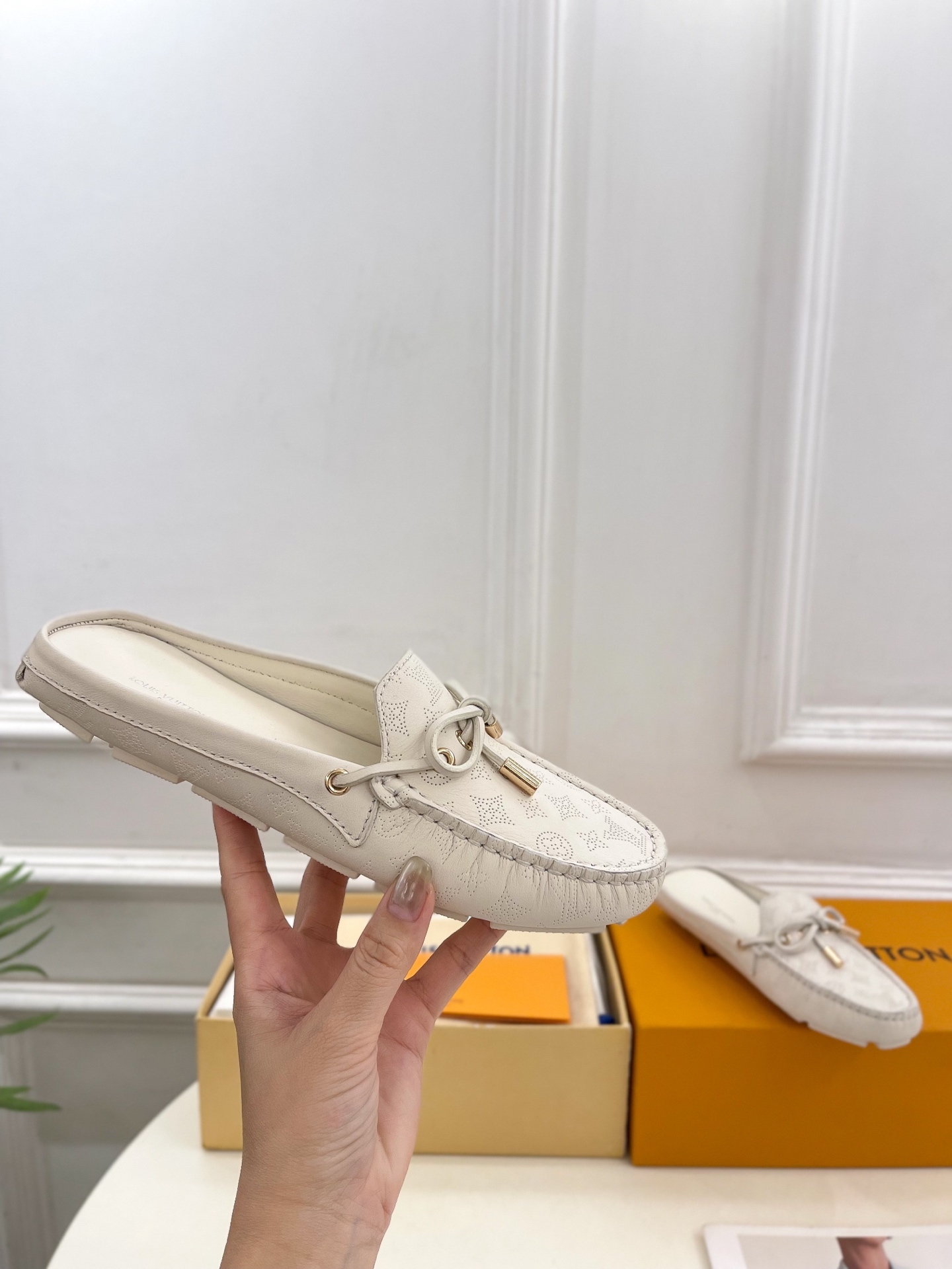 L Style Classic versatile bowknot loafers, half slippers