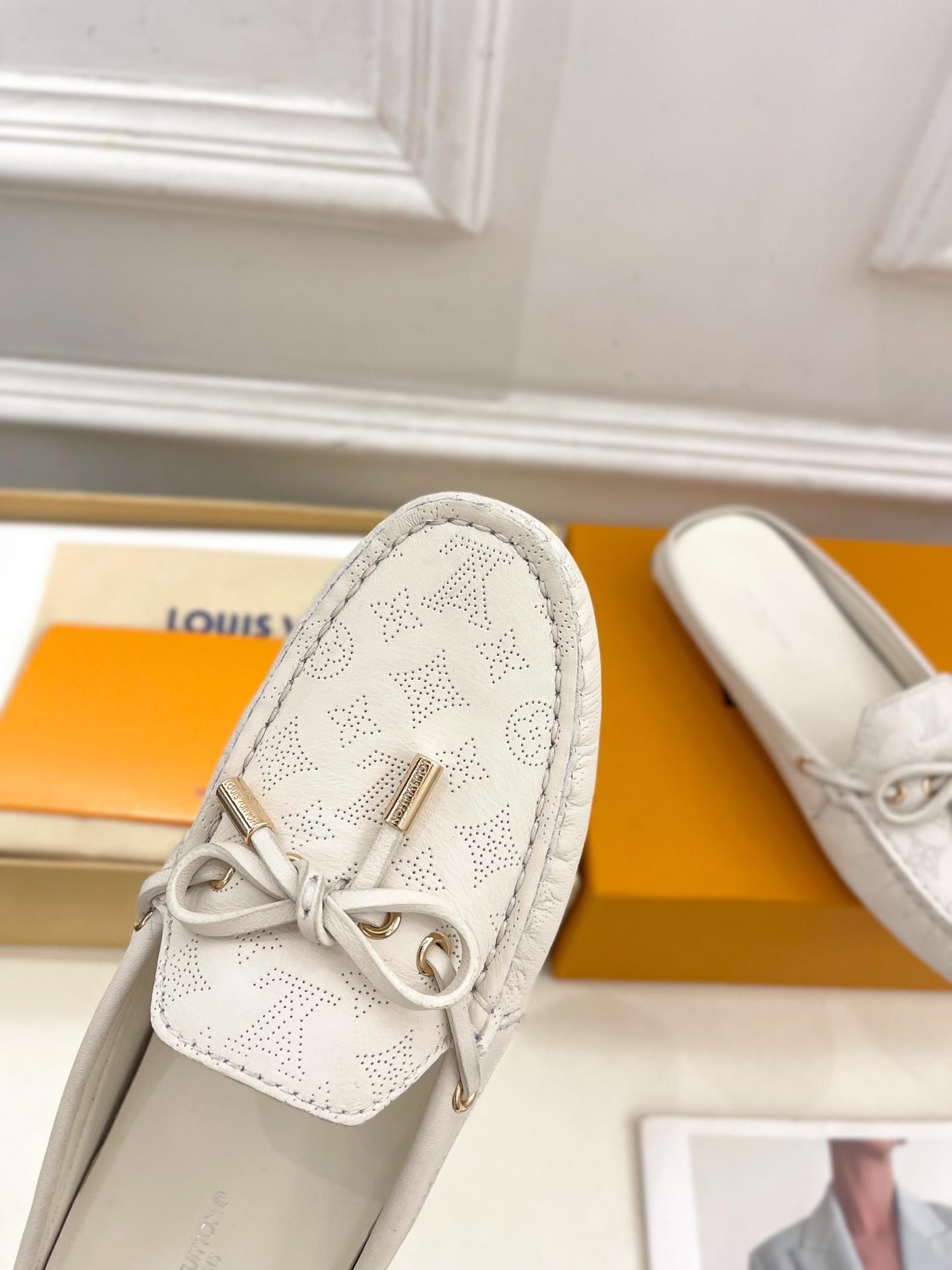 L Style Classic versatile bowknot loafers, half slippers