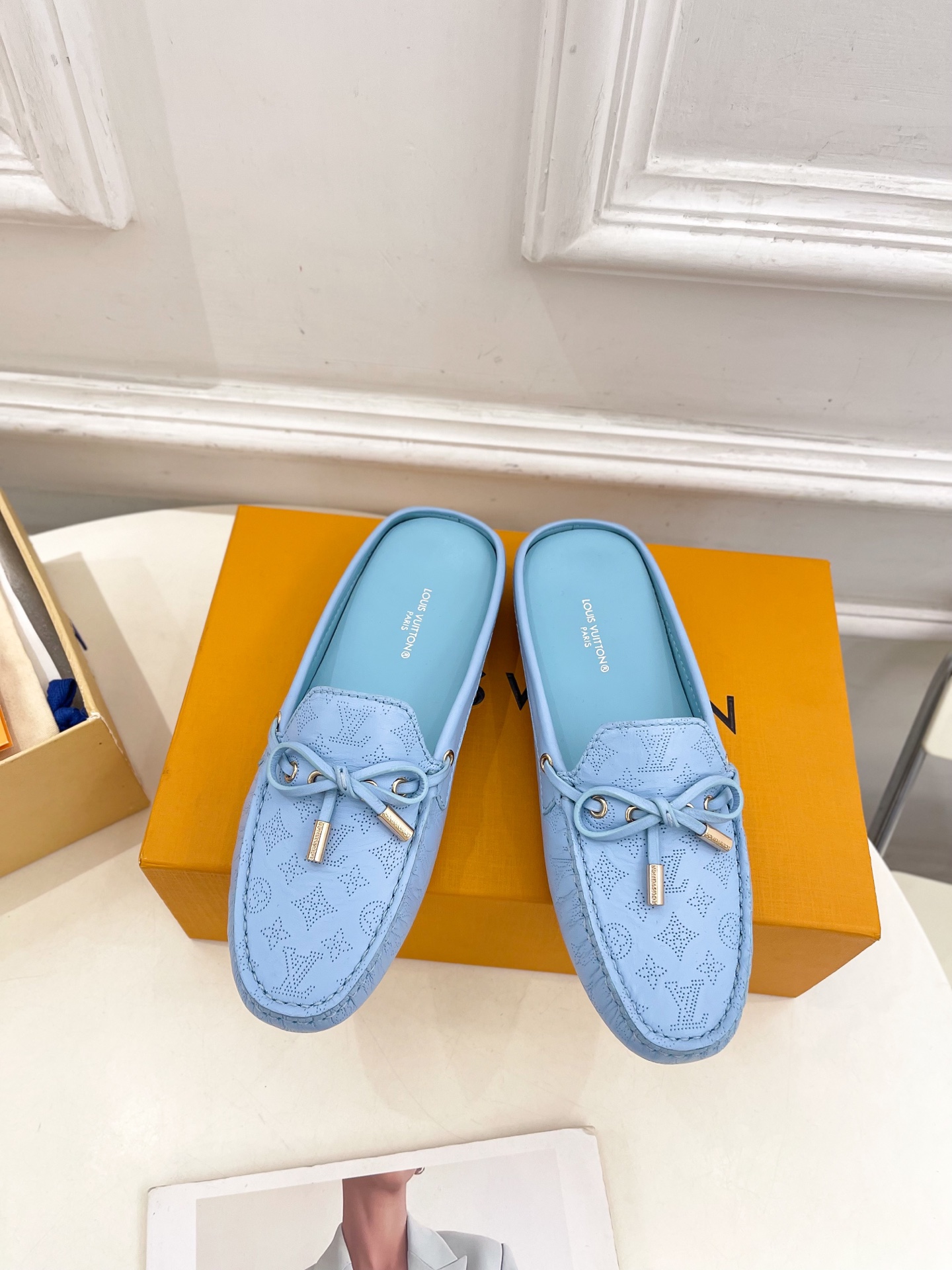 L Style Classic versatile bowknot loafers, half slippers