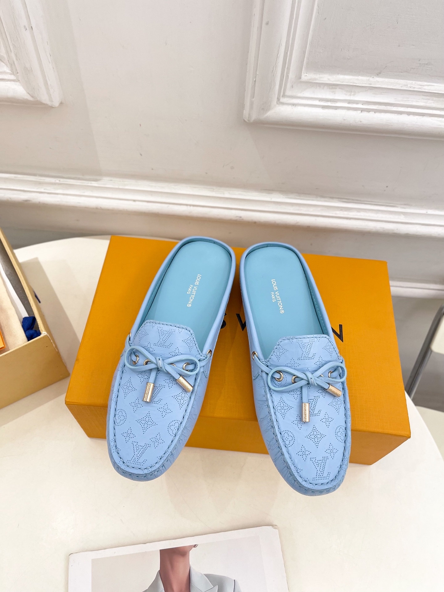 L Style Classic versatile bowknot loafers, half slippers
