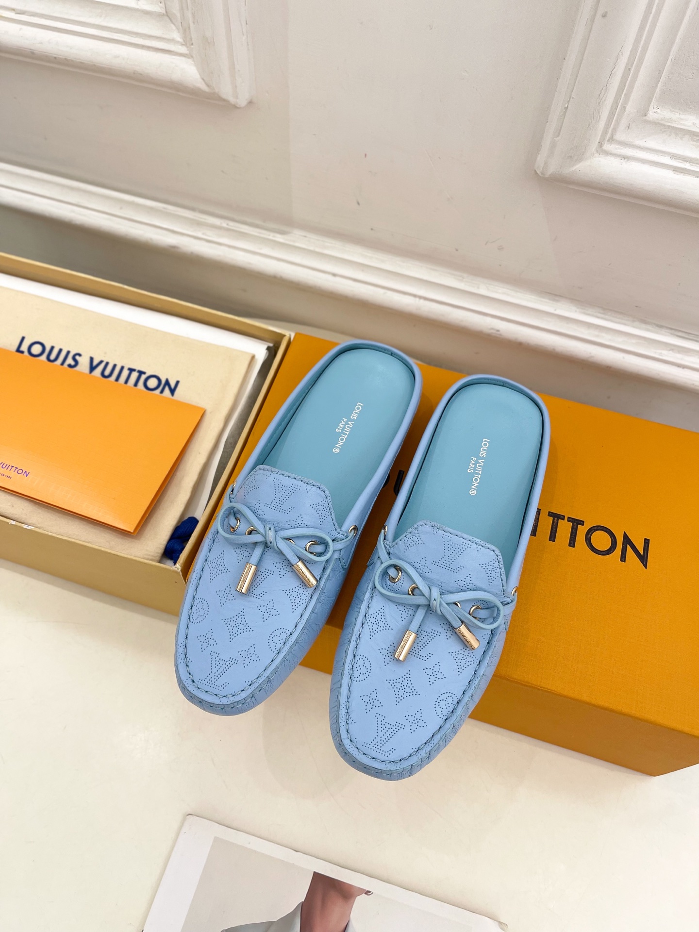 L Style Classic versatile bowknot loafers, half slippers