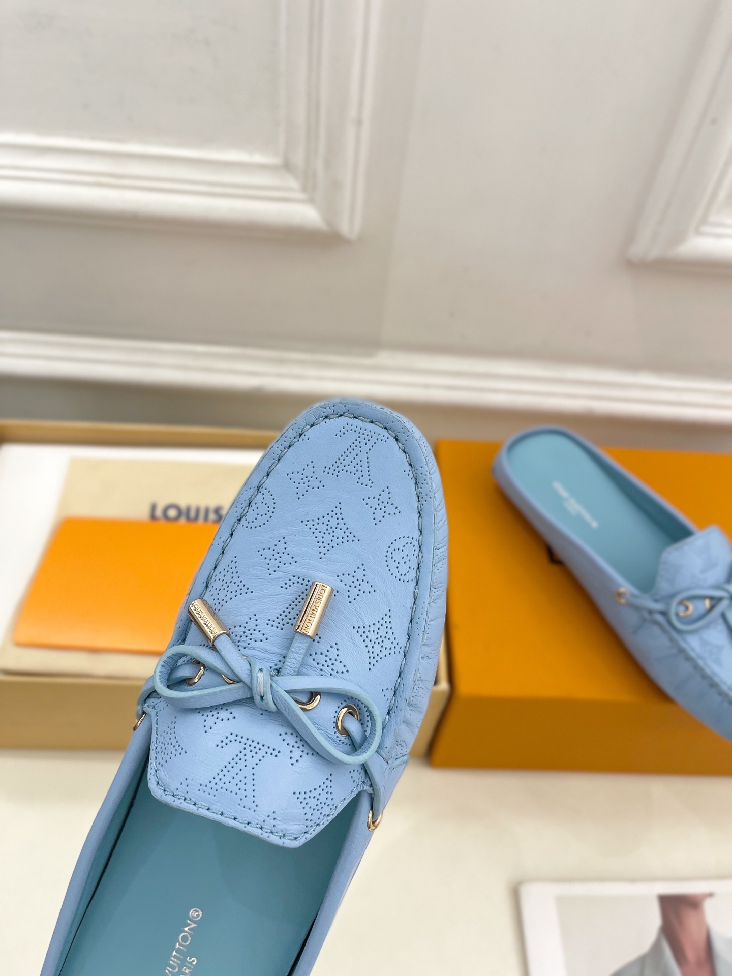 L Style Classic versatile bowknot loafers, half slippers