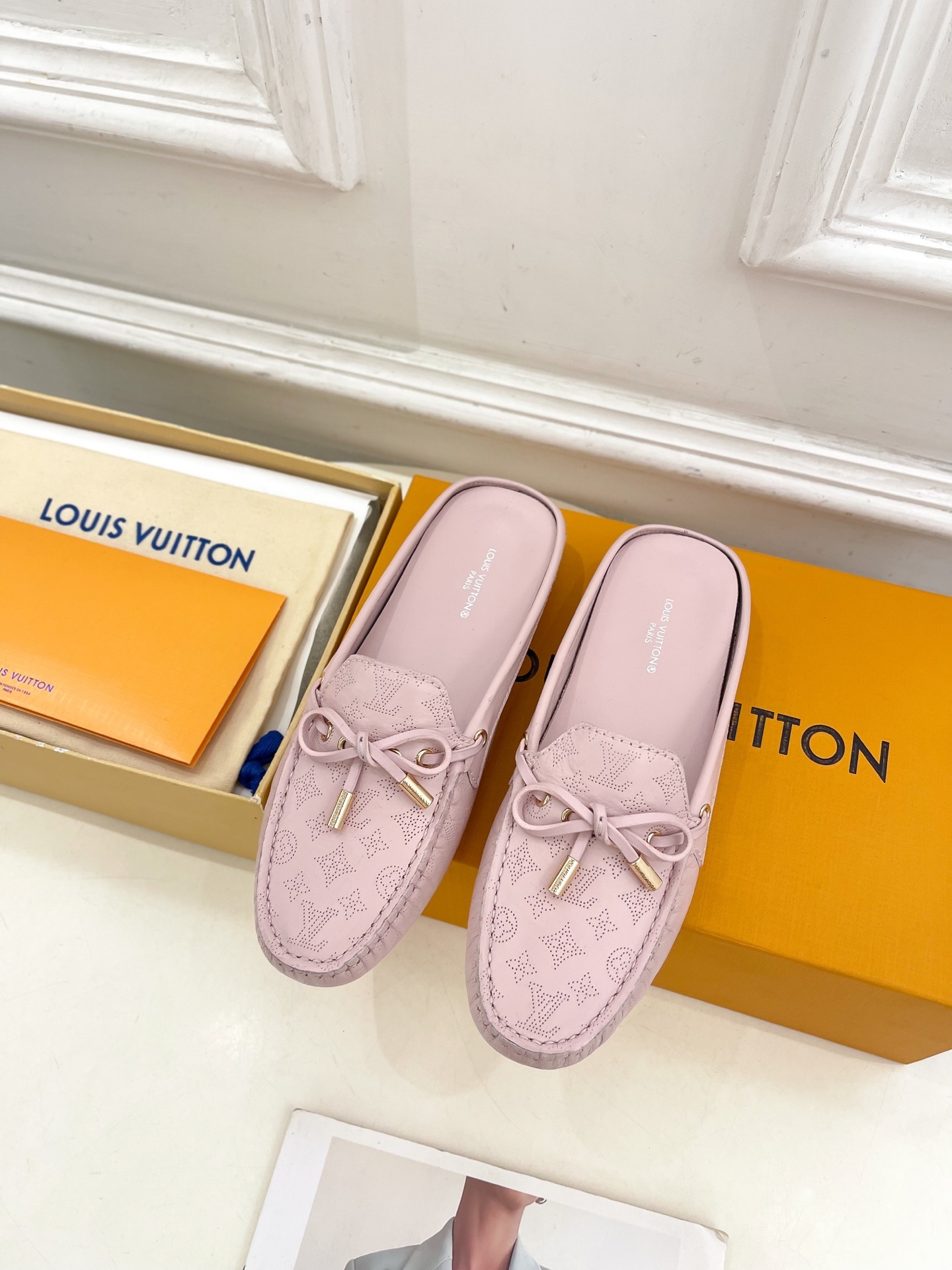 L Style Classic versatile bowknot loafers, half slippers