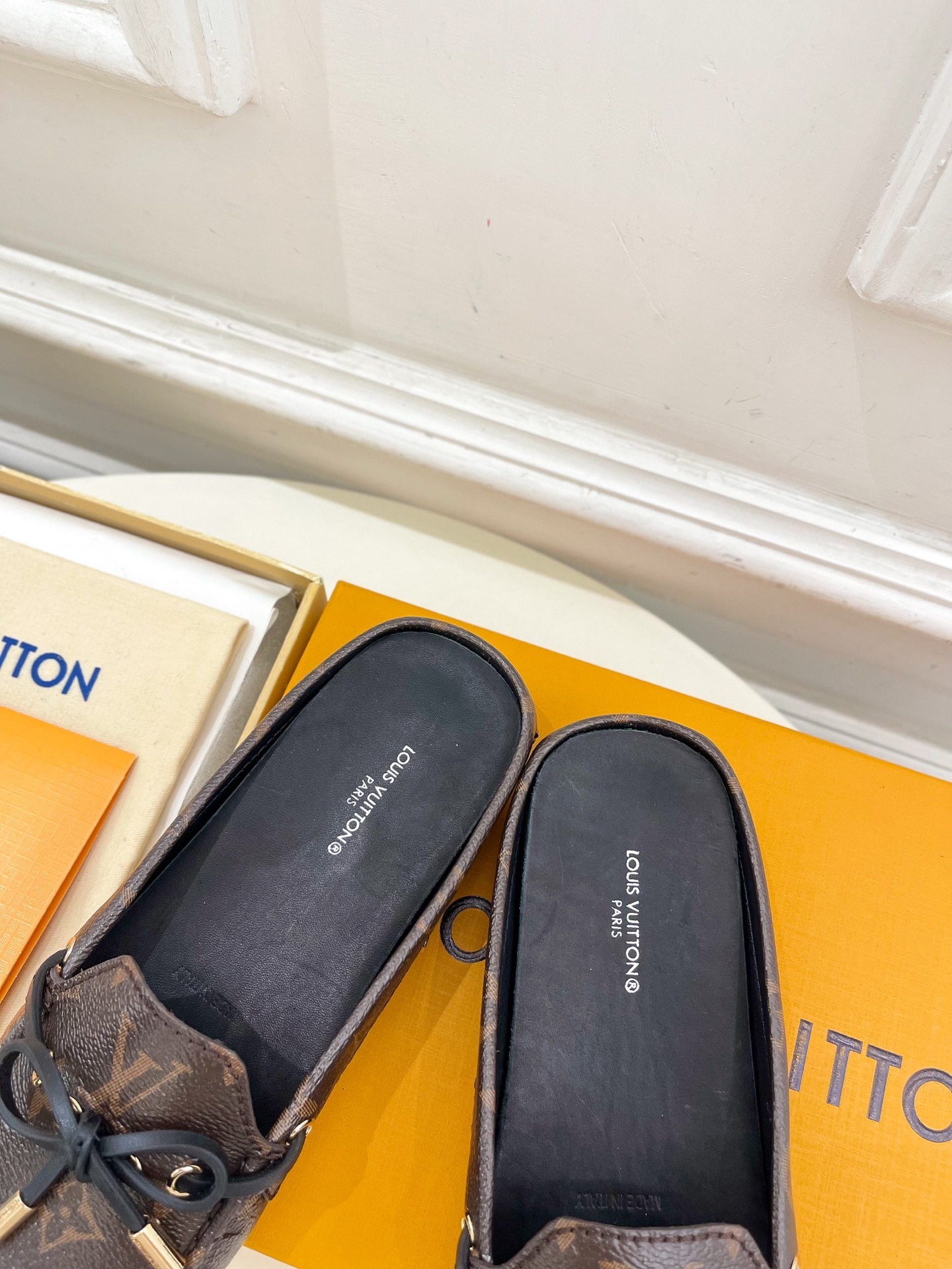 L Style Classic versatile bowknot loafers, half slippers