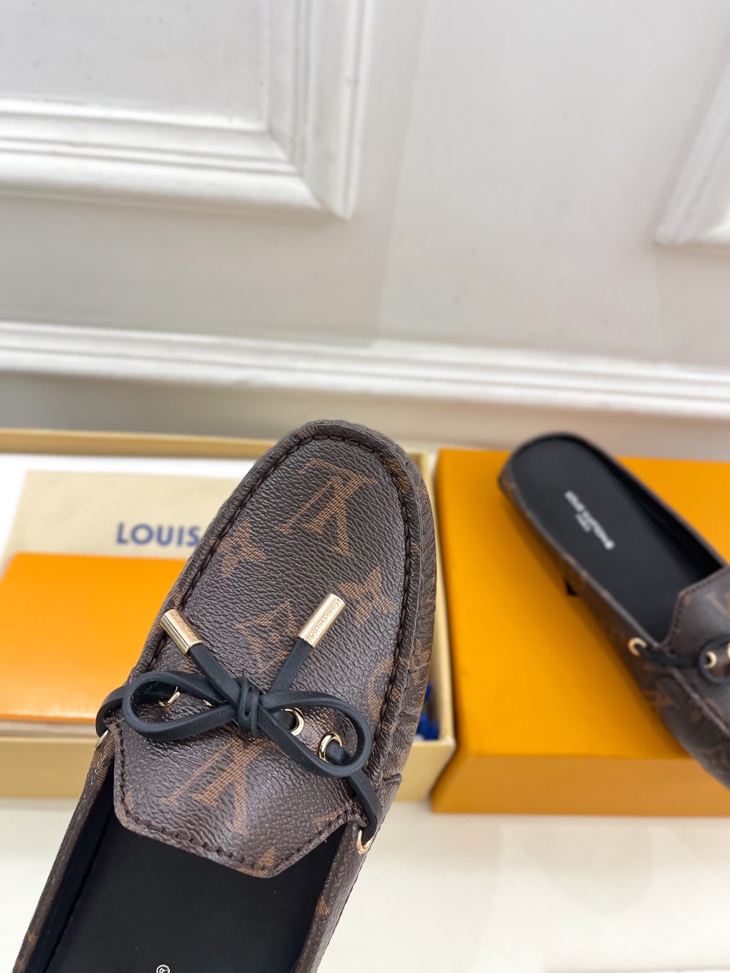 L Style Classic versatile bowknot loafers, half slippers