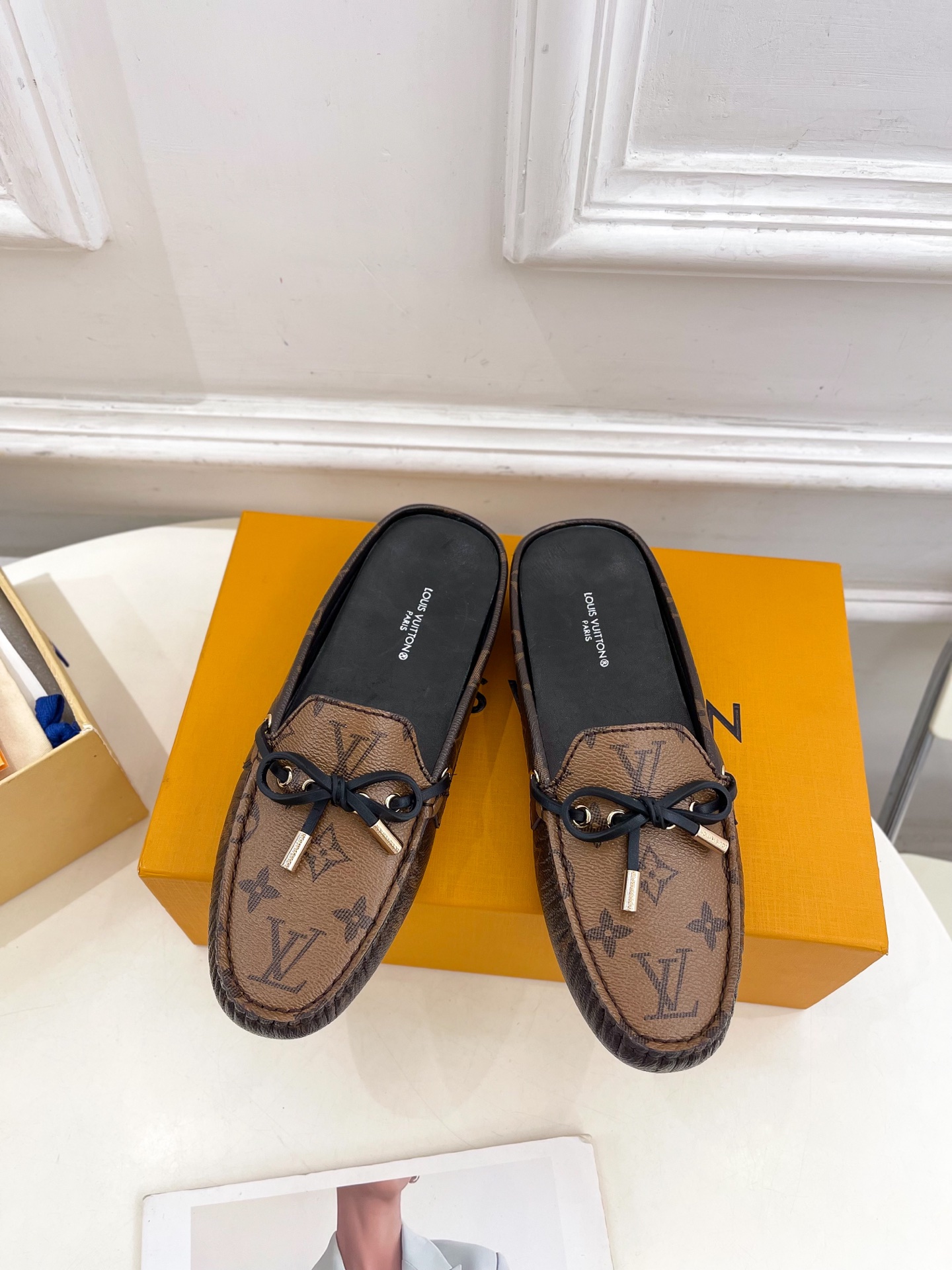 L Style Classic versatile bowknot loafers, half slippers