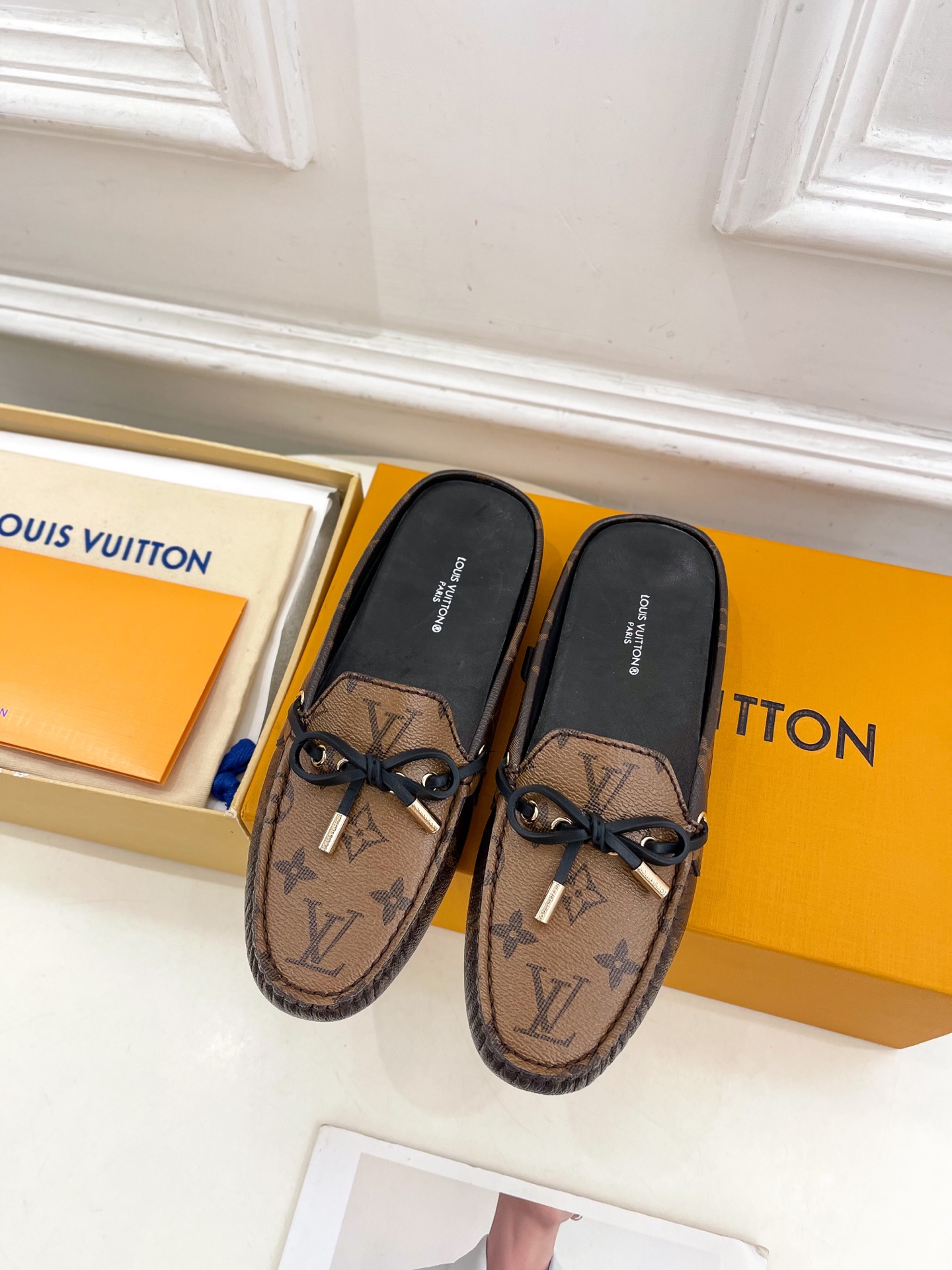 L Style Classic versatile bowknot loafers, half slippers