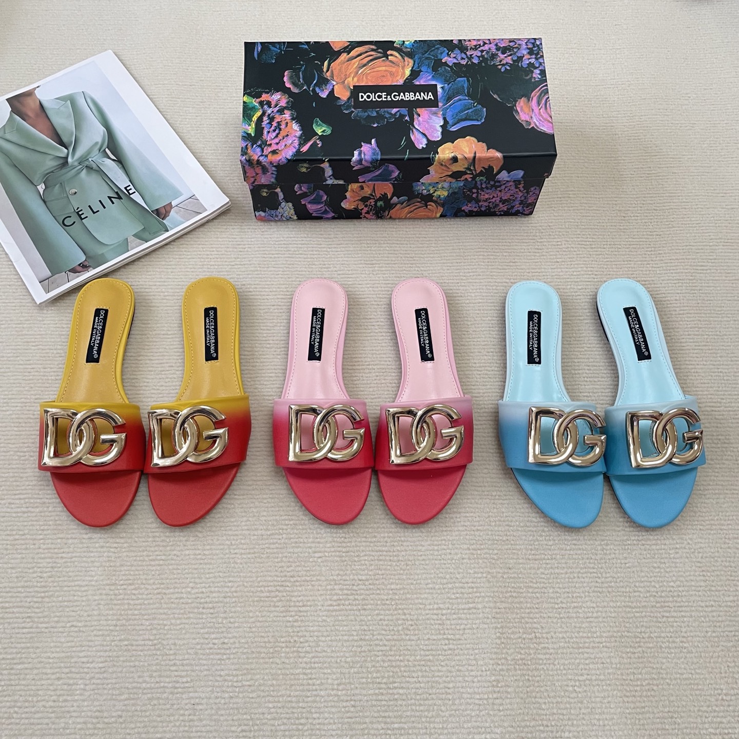 D Style gradient flat slippers