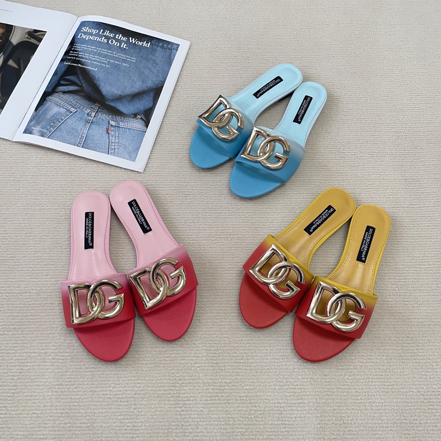 D Style gradient flat slippers