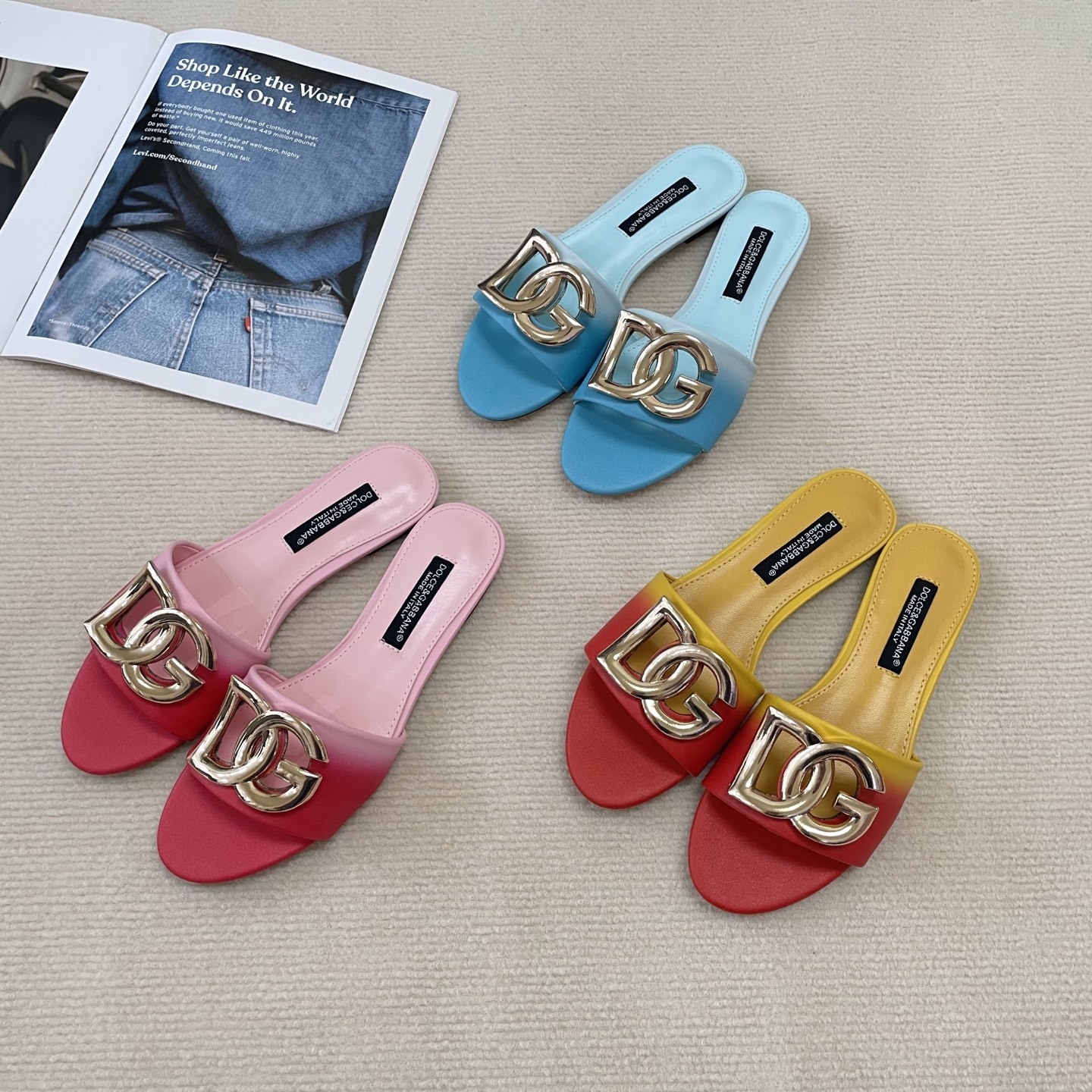 D Style gradient flat slippers