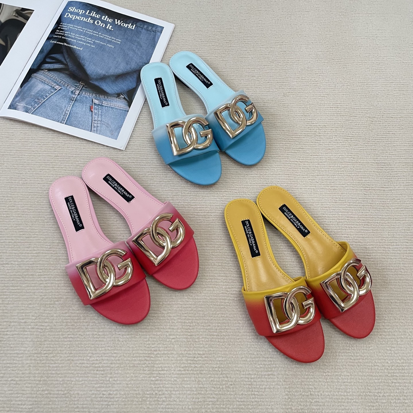 D Style gradient flat slippers