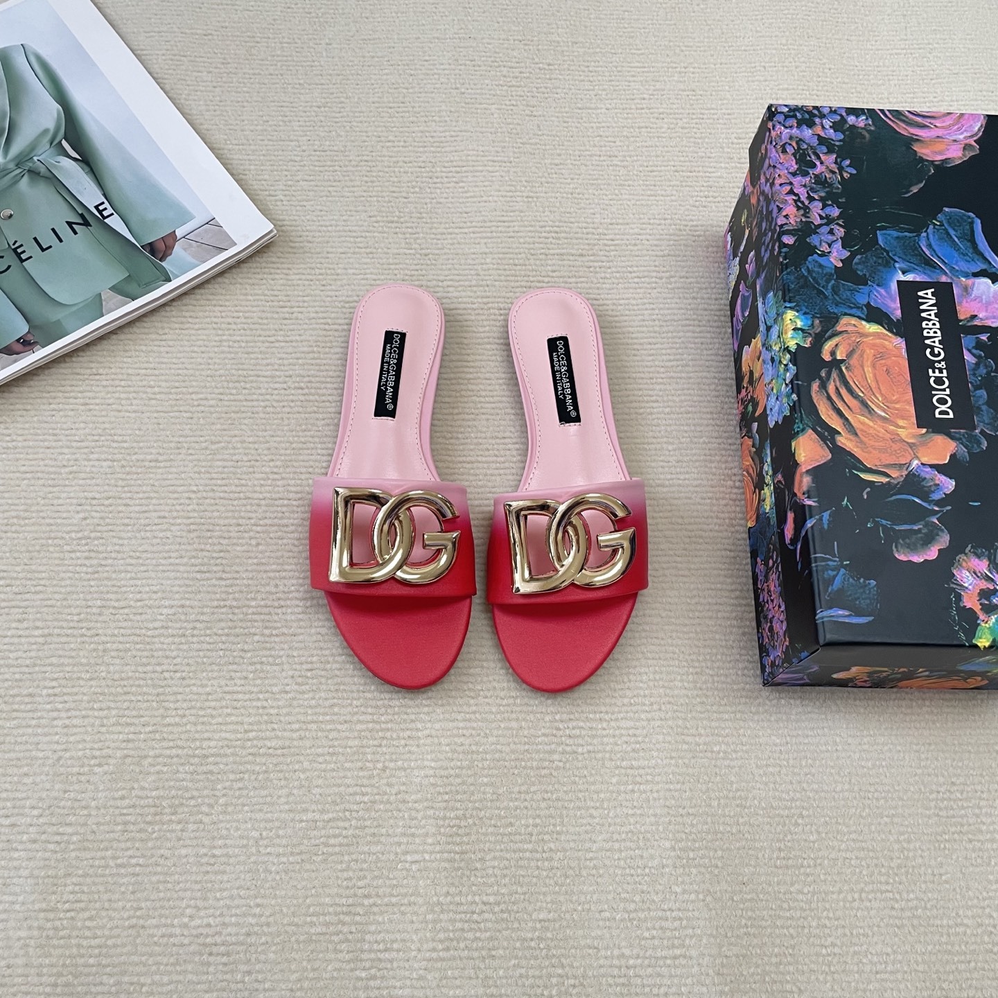 D Style gradient flat slippers