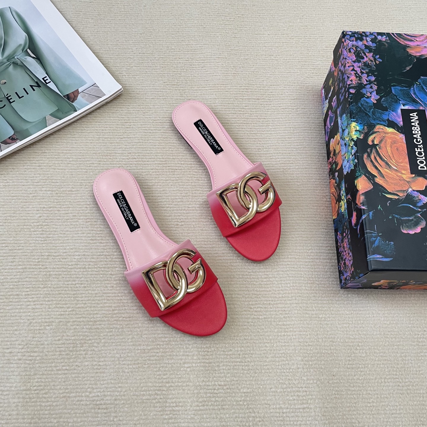 D Style gradient flat slippers