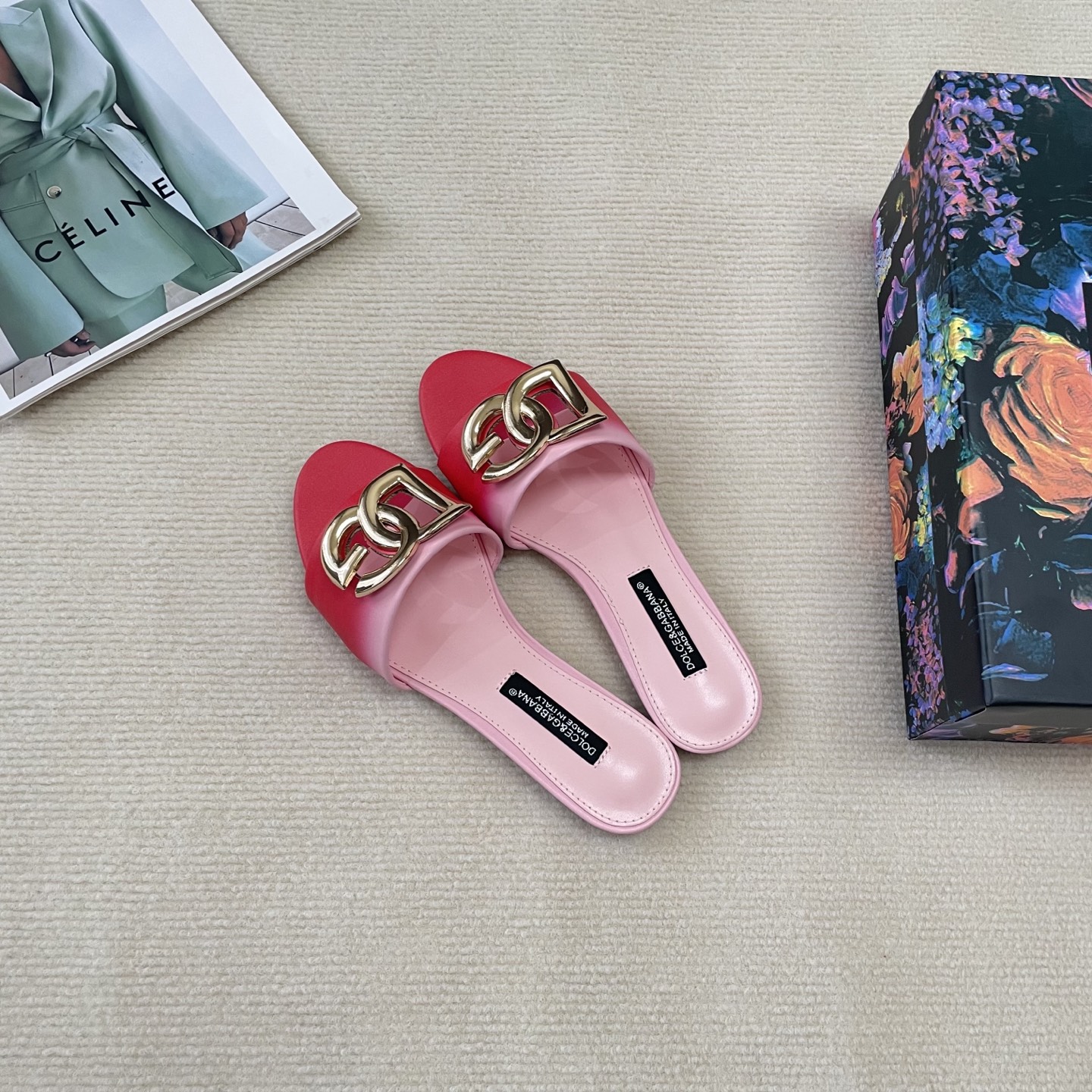 D Style gradient flat slippers