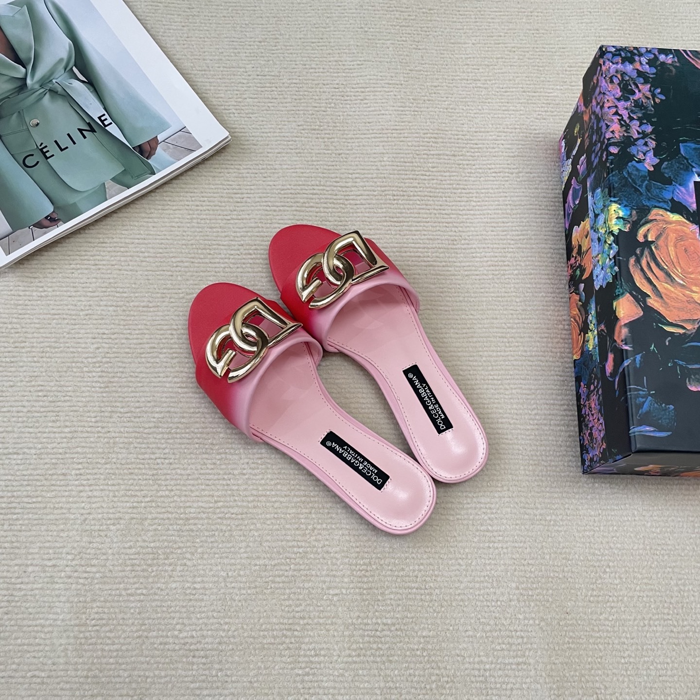 D Style gradient flat slippers