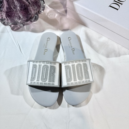 D Style 3D embroidery letters slippers Flats