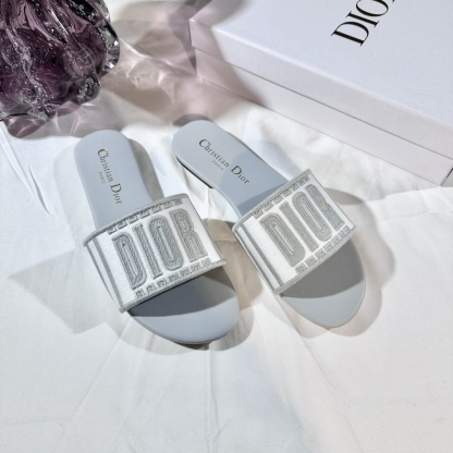 D Style 3D embroidery letters slippers Flats