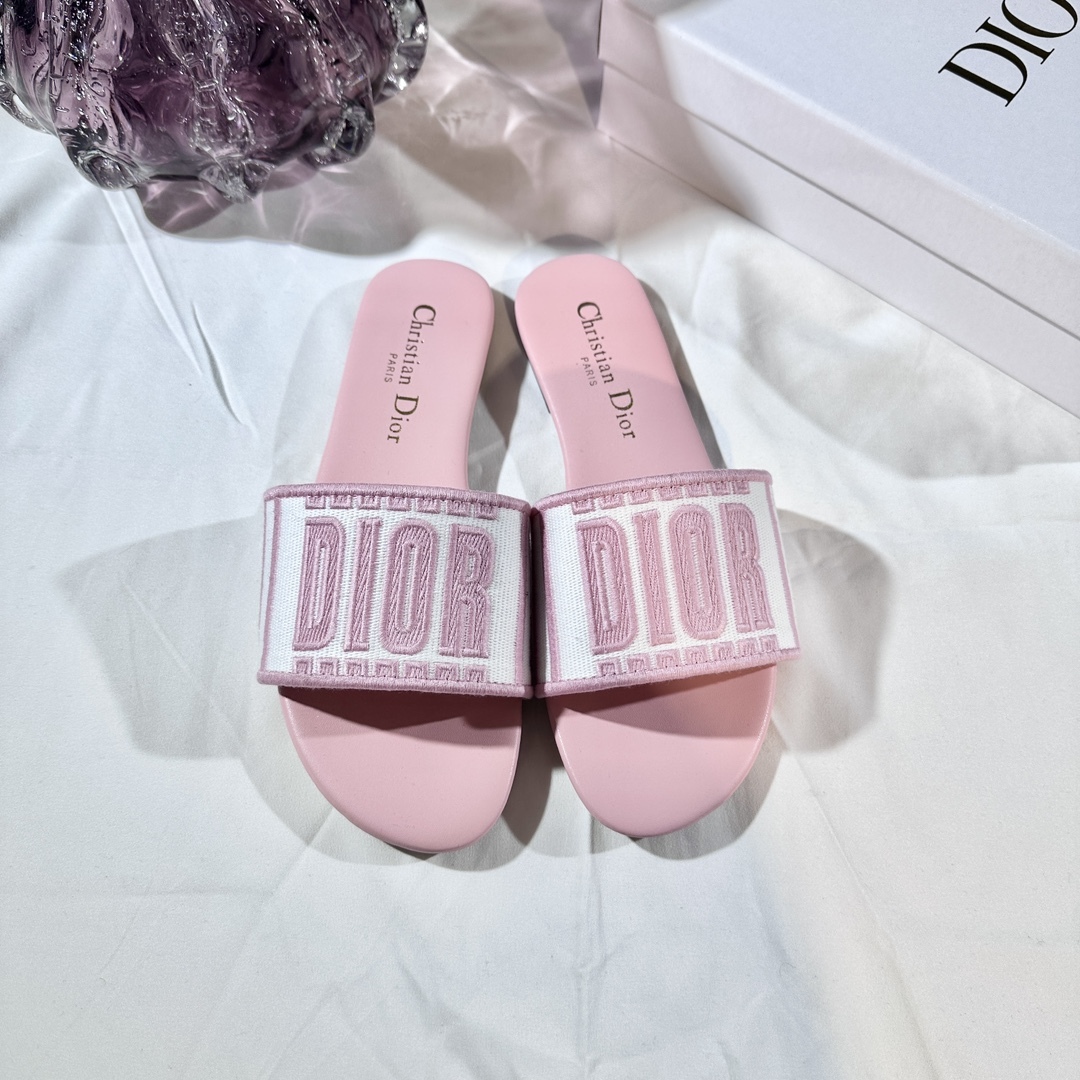 D Style 3D embroidery letters slippers Flats