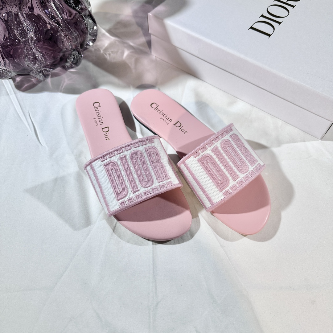 D Style 3D embroidery letters slippers Flats