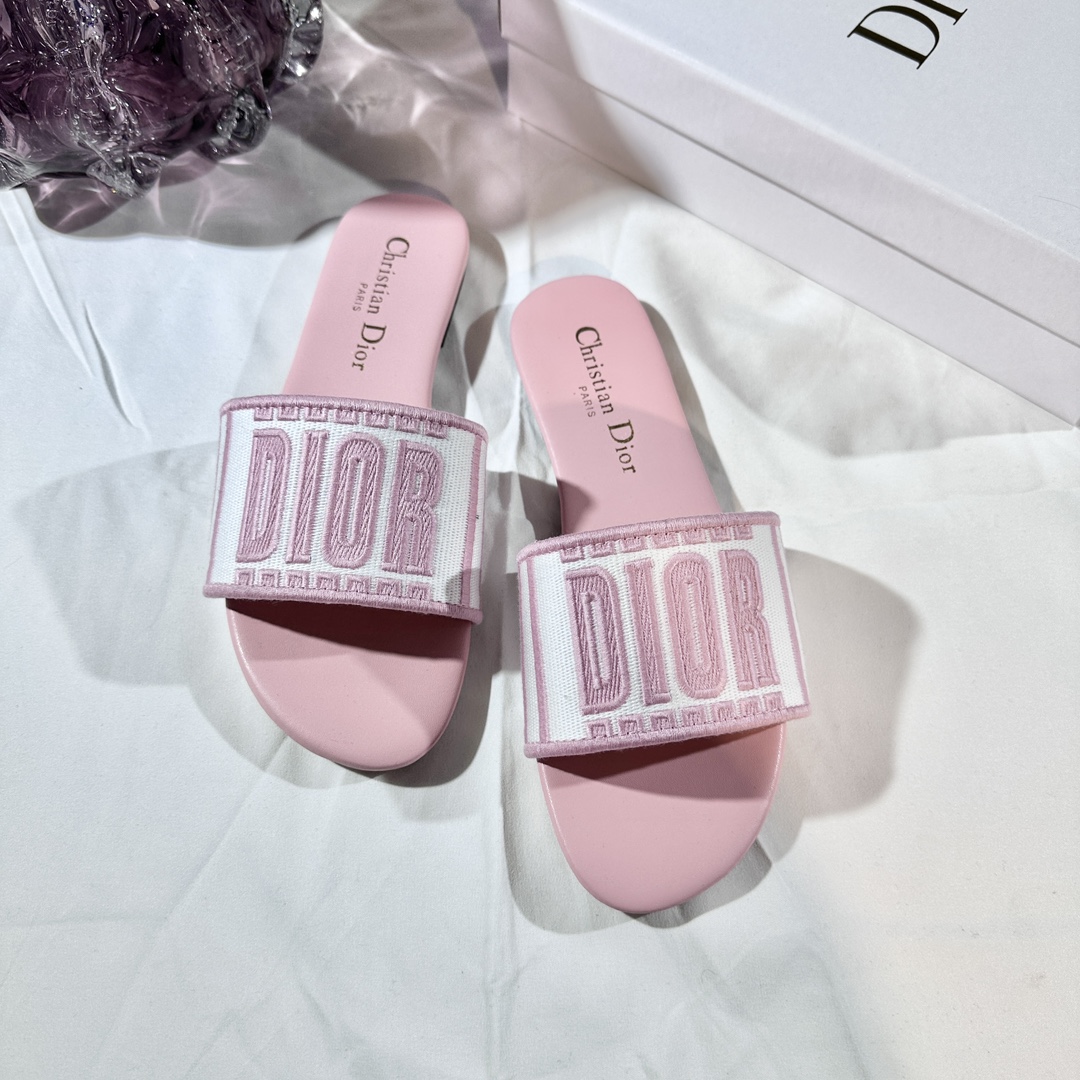 D Style 3D embroidery letters slippers Flats