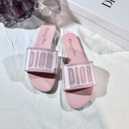 D Style 3D embroidery letters slippers Flats