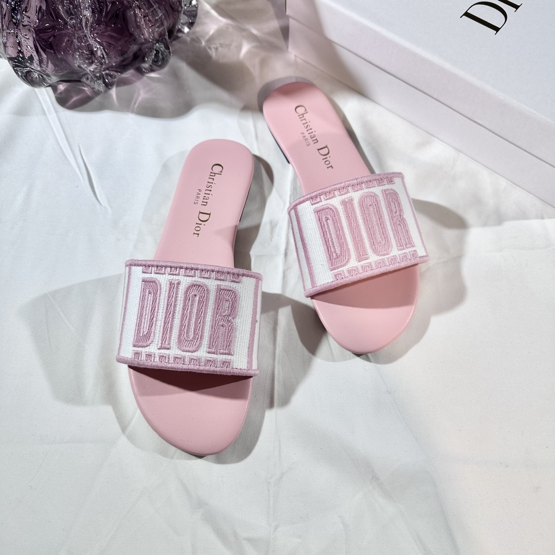 D Style 3D embroidery letters slippers Flats
