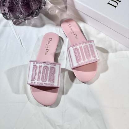 D Style 3D embroidery letters slippers Flats