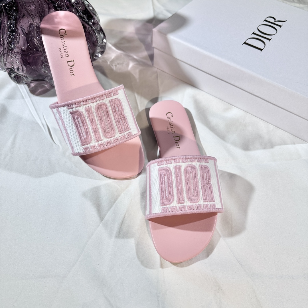 D Style 3D embroidery letters slippers Flats