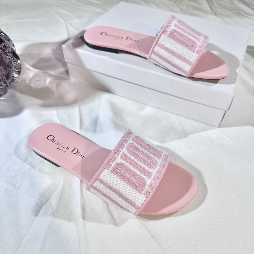 D Style 3D embroidery letters slippers Flats