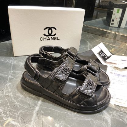 C Style diamond lattice Velcro full slippers beach slippers sandals