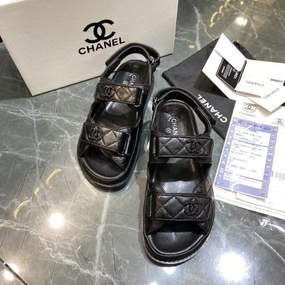 C Style diamond lattice Velcro full slippers beach slippers sandals