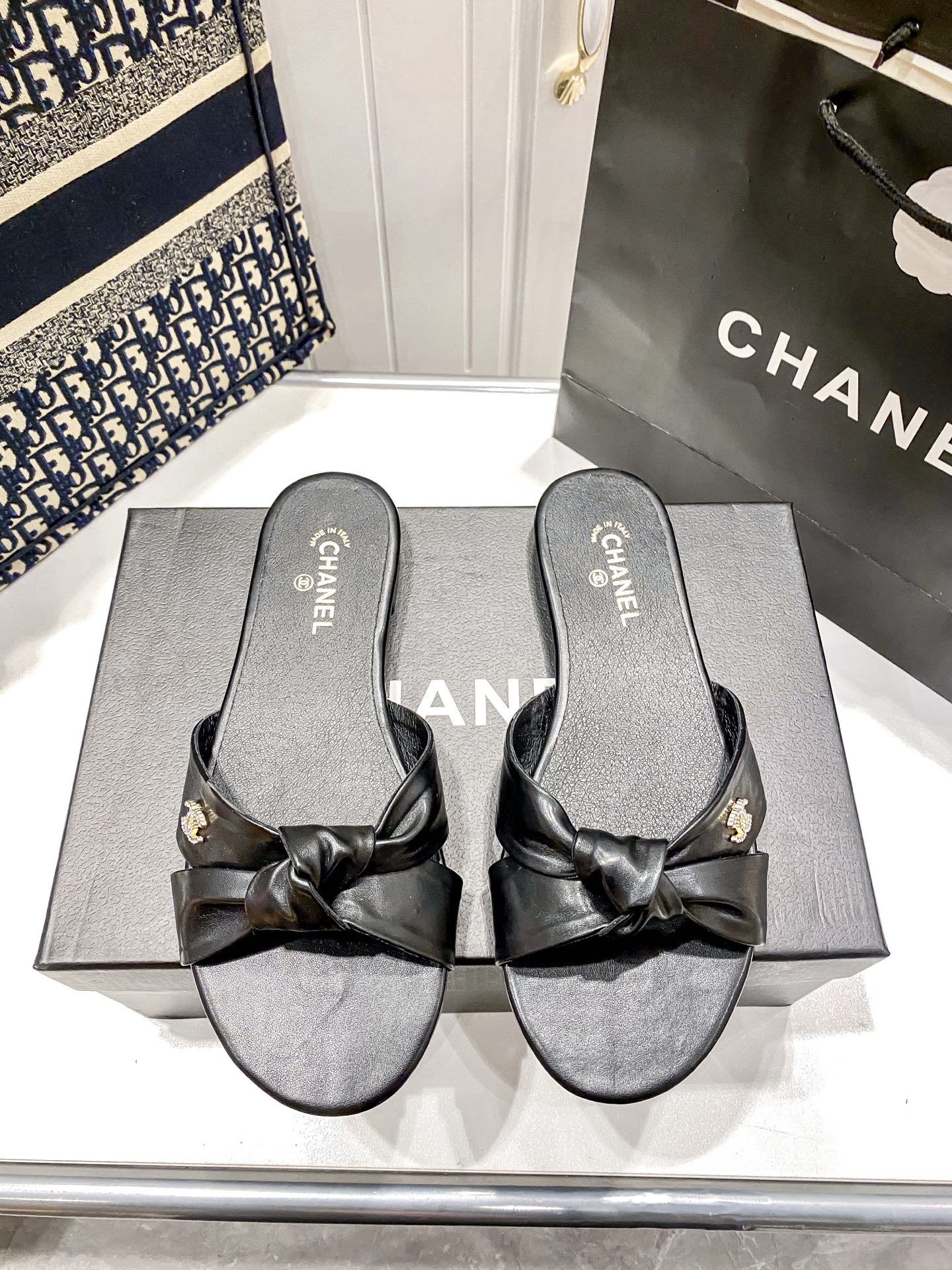 C Style bow flat slippers