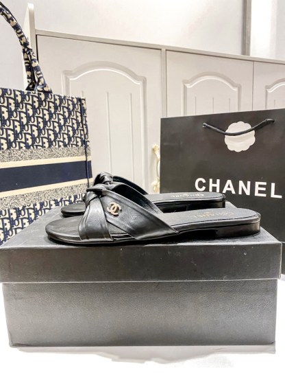 C Style bow flat slippers