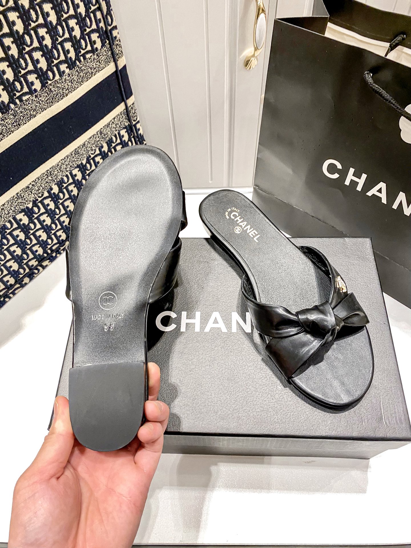 C Style bow flat slippers