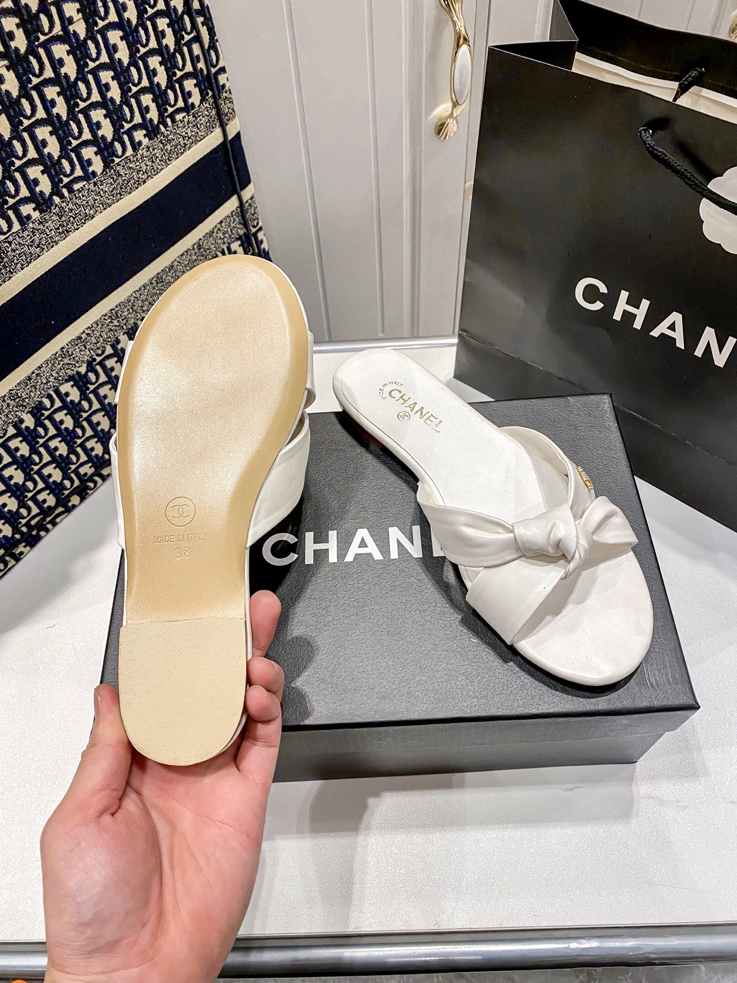 C Style bow flat slippers