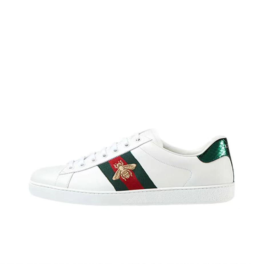 G style Embroidered bee white shoes