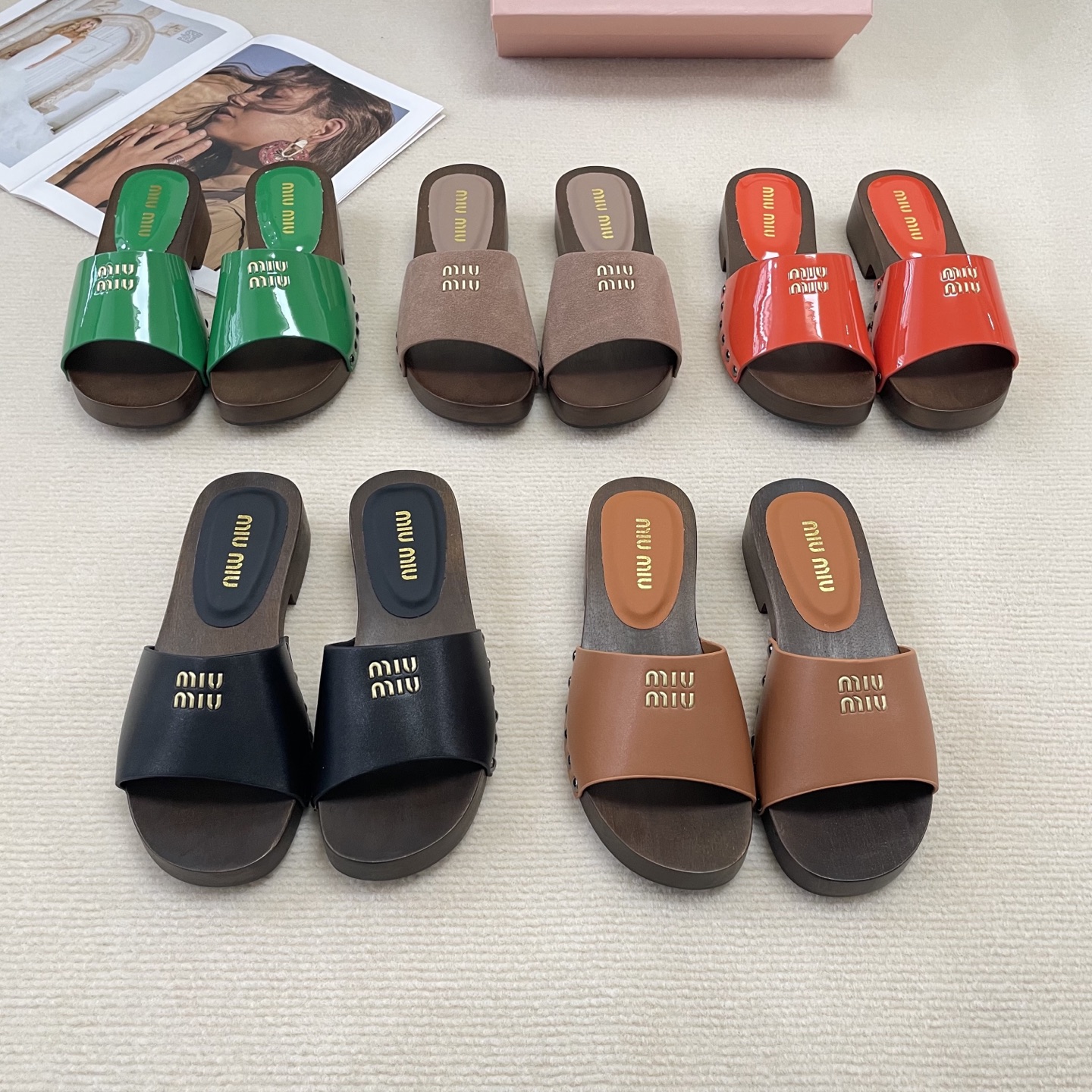 M Style Candy-colored platform slippers