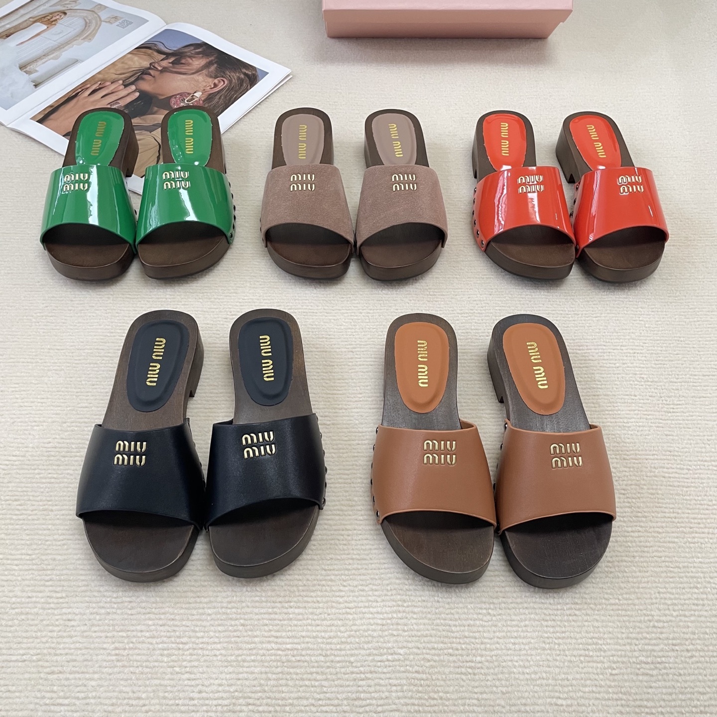 M Style Candy-colored platform slippers