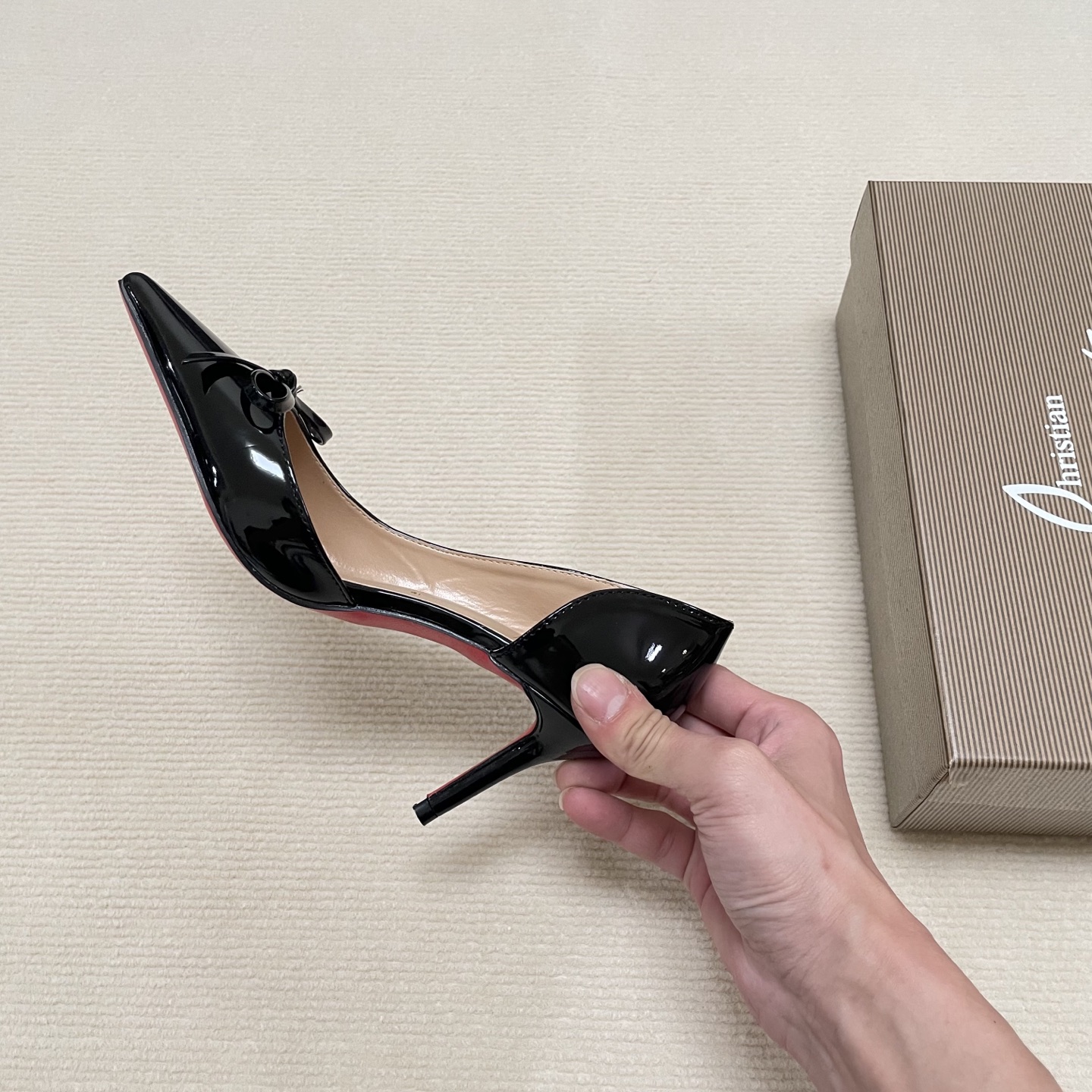 C Style Red Bottom Bow Pointed High Heel Sandals 6CM/8CM